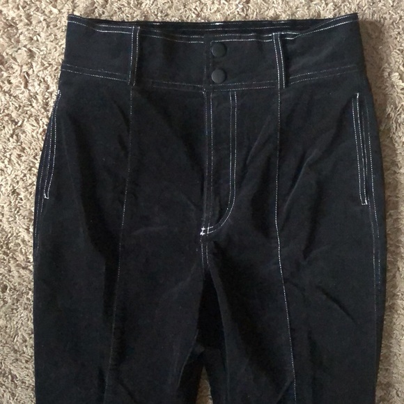 Urban Outfitters Black Velvet White Top Stitching Utility High Rise Pants 8 - Picture 2 of 9